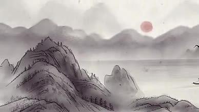 水墨山水中式中国风清明意境插画视频的预览图